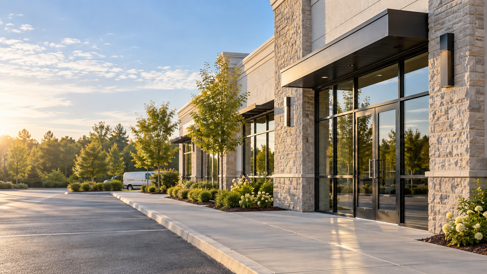 Clean modern commercial property exterior
